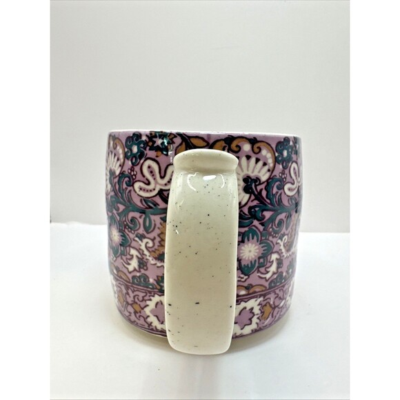 ANTHROPOLOGIE Block printed Monogram Letter K Mug Purple Floral Boho Coffee - Picture 4 of 10